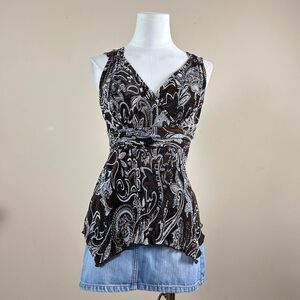 Volt Brown Paisley 2000s Top